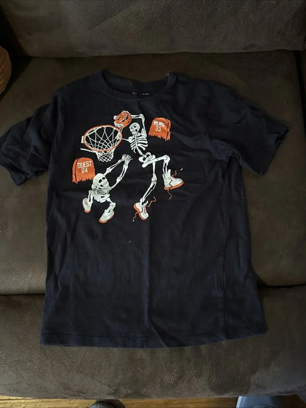 The Children's Place Boys S/P 5/6 Black Skeleton Basketball Graphic Tee